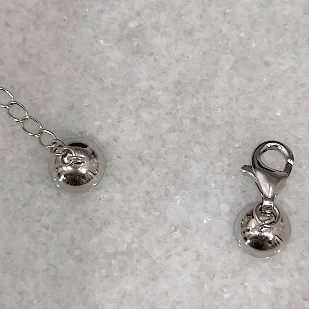 Sterling Silver Magnetic Ball Necklace Clasp/Extender - Picture 5 of 6